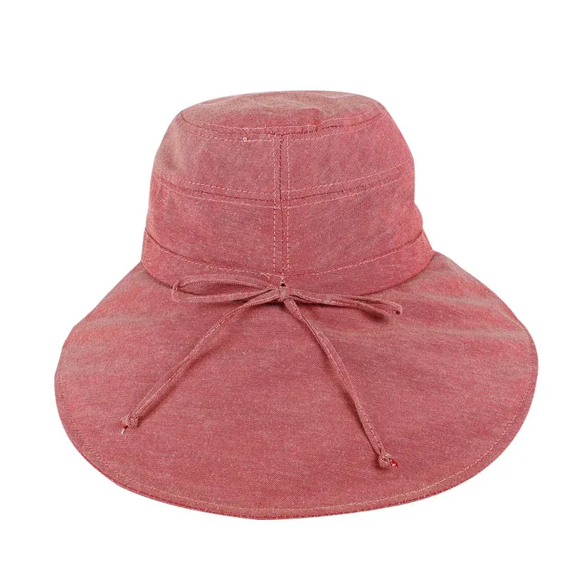 Летняя женская и мужская Панама для рыбалки, Пляжная хлопковая Солнцезащитная шапка, модный дизайн, складные шляпы с полями - Цвет: Розовый