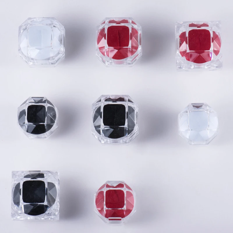 

1 pcs Acrylic Transparent Crystal Box Earrings Rings Jewelry Box Packaging Gift Small Earrings Ring Box Jewelry Storage Cases