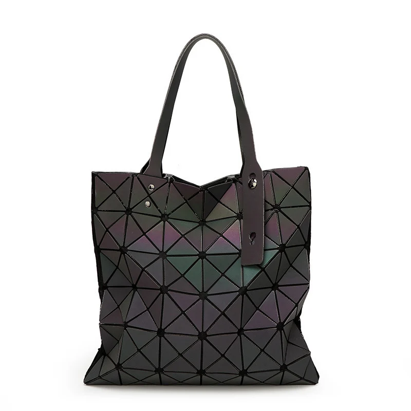 

Women's Famous Brand Handbag Geometric Holographic Shoulder Bag Luminous Folding Luxury Handbags Women Bags Designer Plain Bags