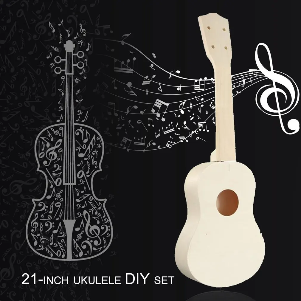 

21 Inch DIY Ukulele Set 4 String Acoustic Guitar Wooden Musical Instrument Gift Soprano Hawaiian Guitar Kit for Beginners