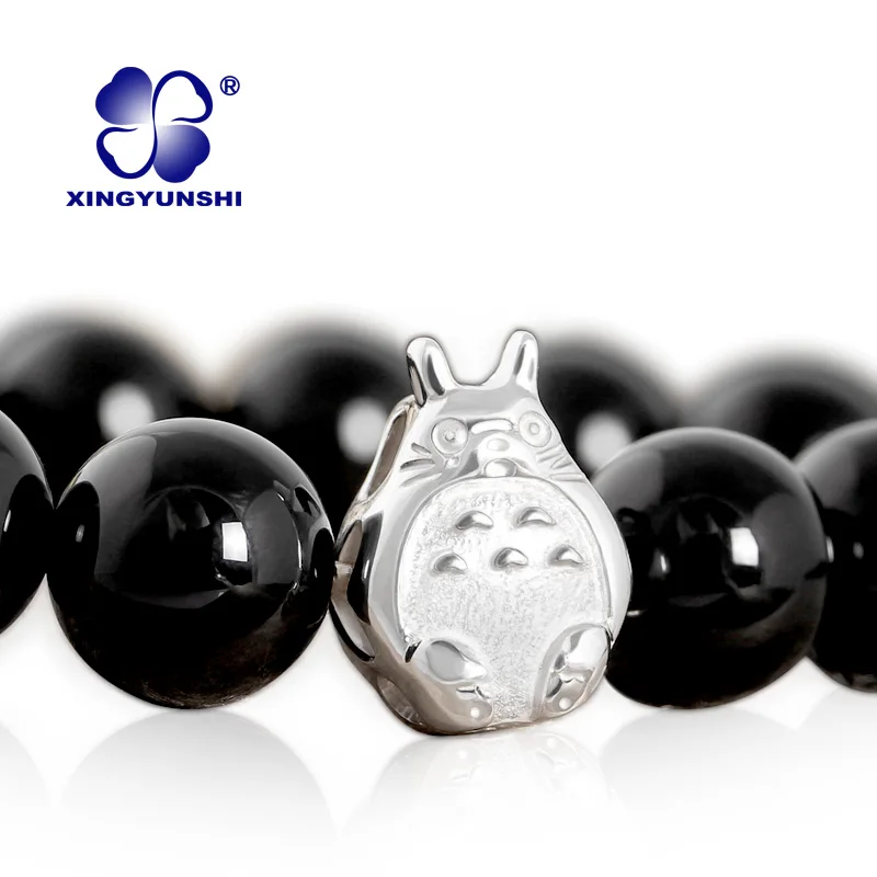 

Cartoon Agate Stone Bracelets for Women Girl 925 Silver Jewelry Japan Anime Bead Bracelet Cat Totoro for Women Men Special Gift