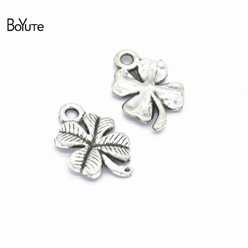 BoYuTe (100 Pieces lot) 1711MM 4 Color Metal Zinc Alloy Lucky Clover Charms for Jewelry Making Accessories (2)