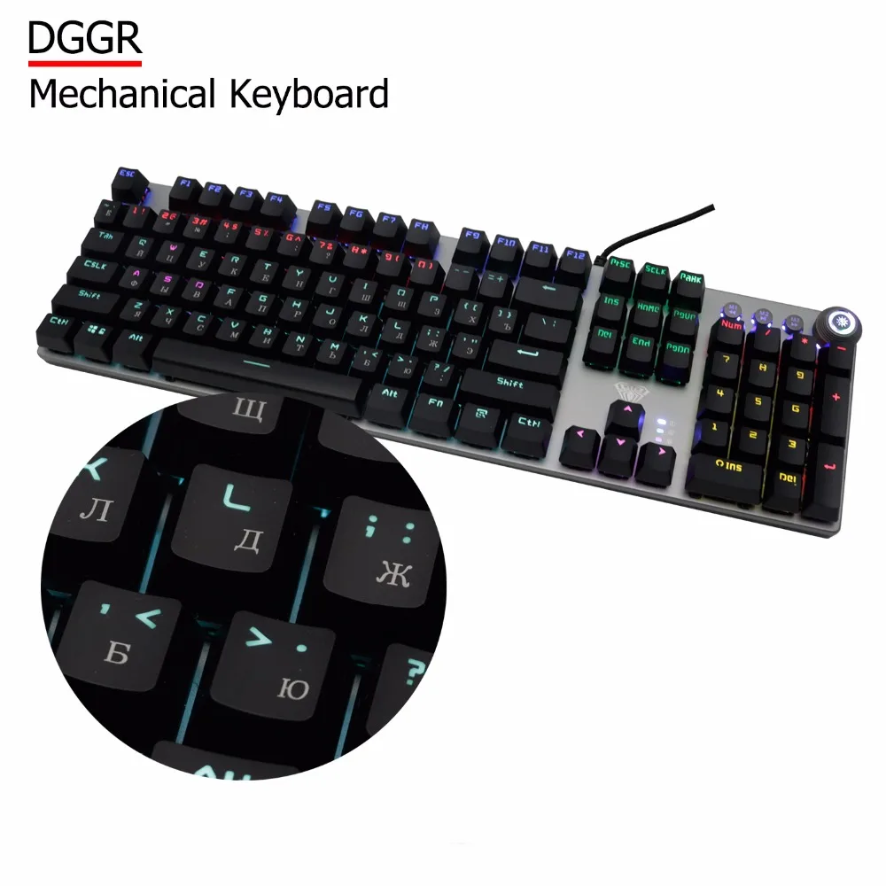 

DGGR Knob Edition Mechanical Keyboard Blue Switch CK104 Keys USB Wired Gaming Keyboards For Computer Wrist Support detachable