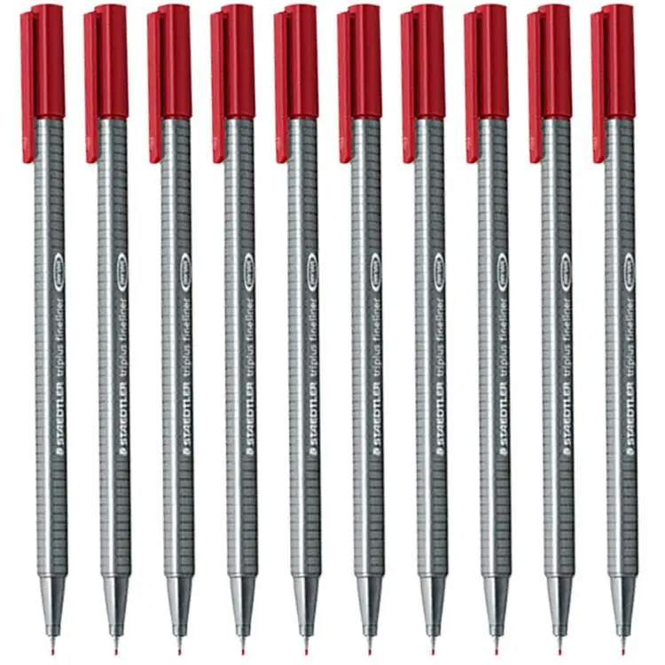 STAEDTLER 334 Triplus Fineliner 10 красные/черные/синие ручки 0,3 мм металлический наконечник для художественного дизайна