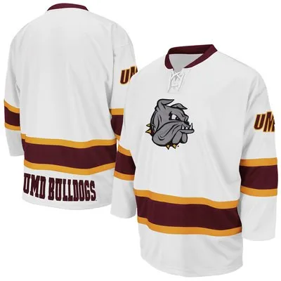 

Minnesota Duluth Bulldogs hermantown throwback MEN'S Hockey Jersey Embroidery Stitched Customize any number and name