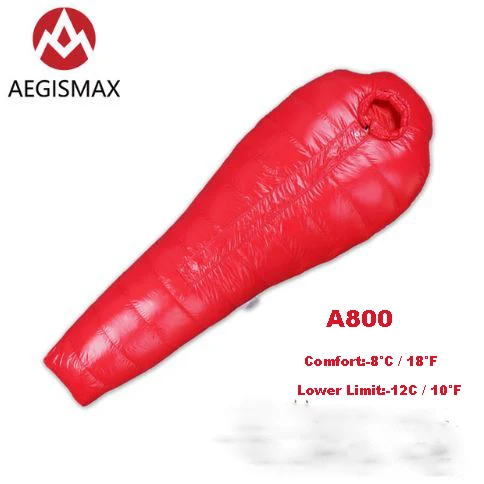 AEGISMAX A800/A1000 серии открытый кемпинг супер гусиный пух утолщаются держать теплый Мумия спальный мешок - Цвет: Red 800