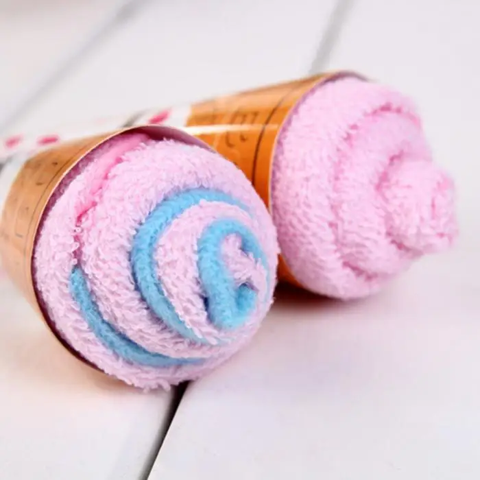 Washcloth Double Color Pure Cotton Ice Cream Shaped Washing Towel Gift Party Favor 899