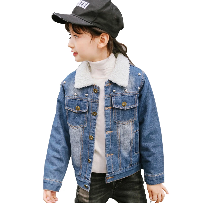 2018 Winter Baby Girls Denim Jacket Vintage Jeans Jackets For Girls Toddler Baby Cashmere Denim Jackets Girls Jacket BC211