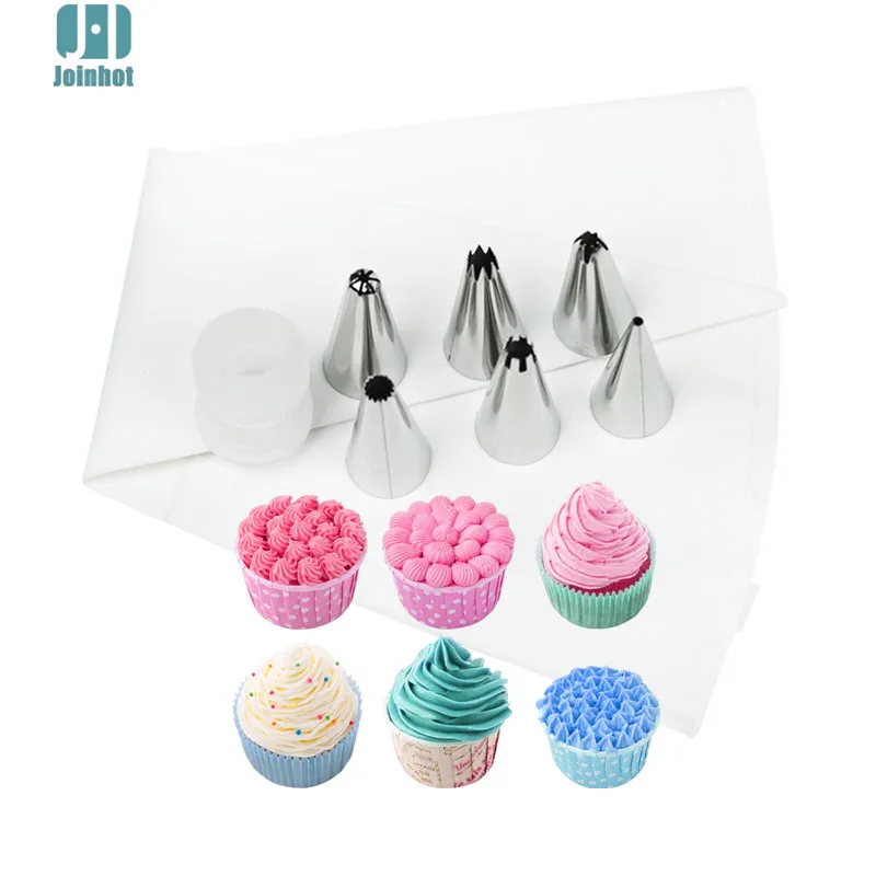 6pcs Tips Nozzles And Cloth Pastry Bag And One Coupler / Set Icing