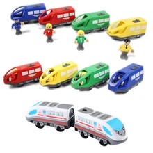 Магнитный Электрический поезд литой слот игрушка электрическая железная дорога деревянная игрушка Brio треки вагоны поезд детский подарок Электрический поезд игрушки