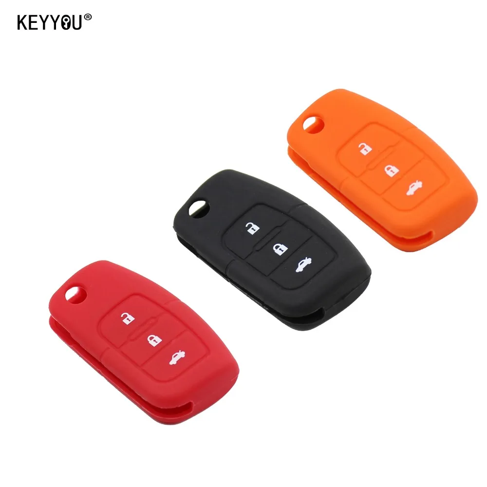 KEYYOU силиконовый автомобиль флип складной ключ крышка дистанционного чехол для Ford Fiesta Focus 2 Ecosport Kuga Побег 3 кнопки Бесплатная доставка - изображение