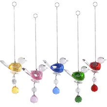 Crystal Glass Bird Suncatcher For Window Animal Figurines Ornaments Yard Garden Car Hanging Pendant Home Wedding Decor Xmas Gift