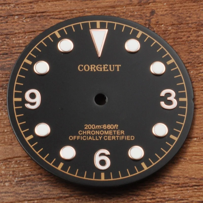Части часов Corgeut 30 5 мм Циферблат черные циферблаты розовые золотые метки