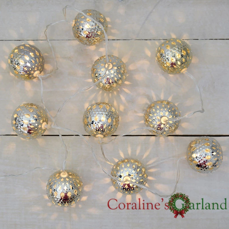 3,3 м 20 металлические шаровые аккумуляторные фонари светодиодный Сказочный гирлянда для свадебной вечеринки Рождество Пасха Праздник Гирлянда Decoratio