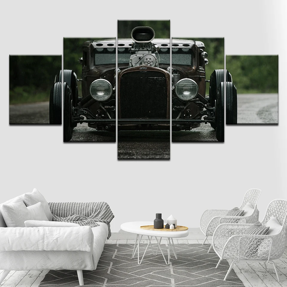 

The Vintage car 5 Piece HD Wallpapers Art Canvas Print modern Poster Modular art painting for living room Home Decor