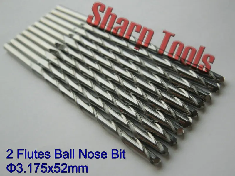 

Long! 10pc 1/8'' 52mm Cut Length 2 Flutes Carbide Ball Nose End Mill, Tungsten Steel Cutters, CNC Wood Carving Tools Bits for 3D