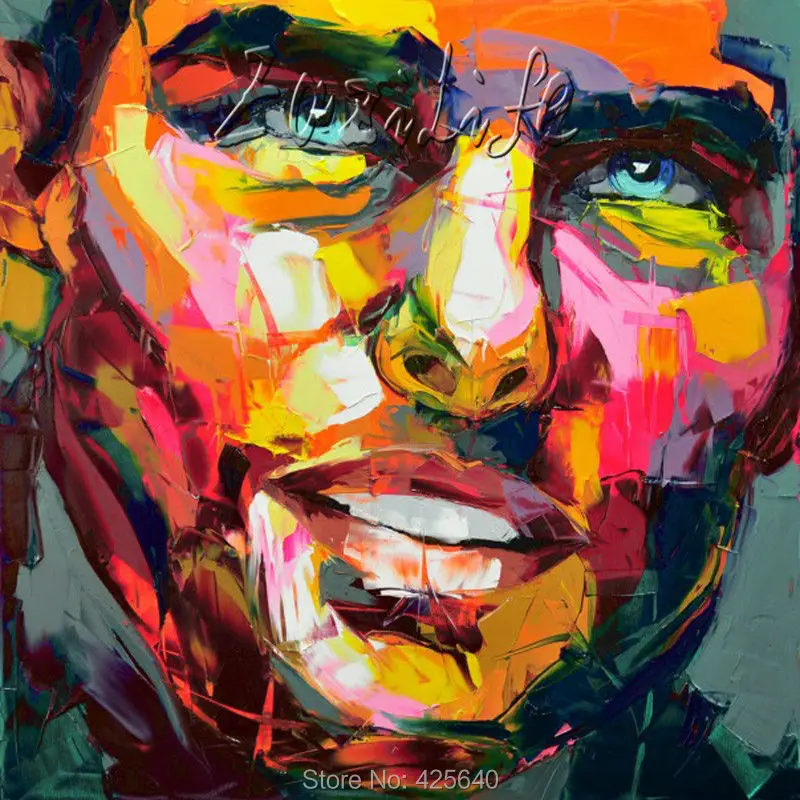 Palette knife painting portrait Palette knife Face Oil painting Impasto figure on canvas Hand