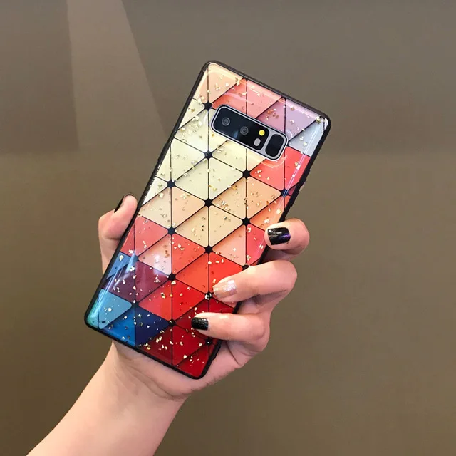 Разноцветный сетчатый чехол для телефона samsung Galaxy S10 S8 S9 Plus, блестящий Блестящий Золотой фольга, цветок, эпоксидный чехол для samsung Note 9 8 10 - Цвет: Grid