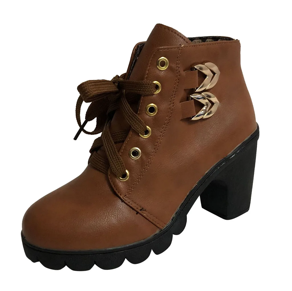 Boots Women Autumn Pure Color Thick Heel Lace-Up Suede Boots Casual Retro Boots Round Toe Shoes botas mujer Dropshipping YJJ2 Boots Women Autumn Pure Color Thick Heel Lace-Up Suede Boots Casual Retro Boots Round Toe Shoes botas mujer Dropshipping YJJ2