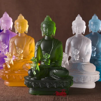 

Large glazed pharmacists Buddha ornaments Temple shrines dedicated Bodhisattva 7 color Buddha 20 cm high decoration