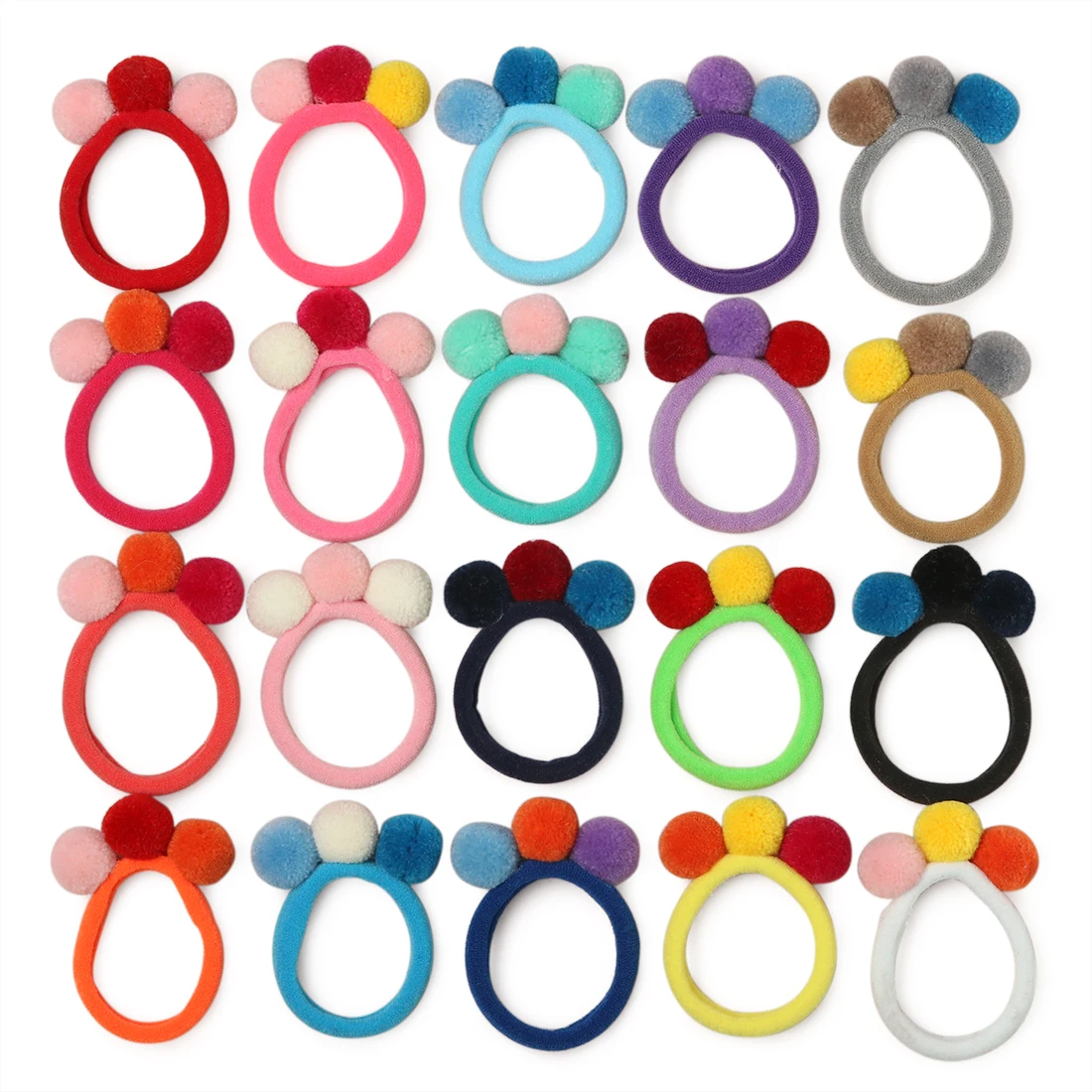 

20pcs/lot Pompom Ball Elastic Hair Bands Present Gift Gum Ponytail Holder Girls Mini Nylon Hairbands