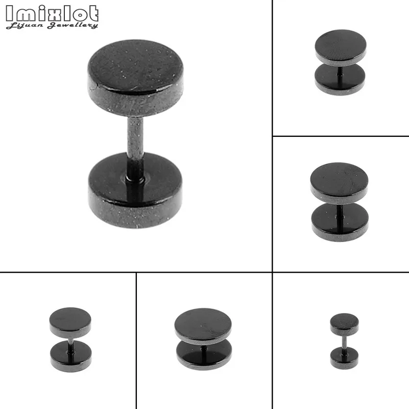 6 мм-14 мм 10 шт./лот Черная Нержавеющая Сталь Поддельные обманщик беруши калибр, Ювелирное Украшение для тела Пирсинг серьги для мужчин