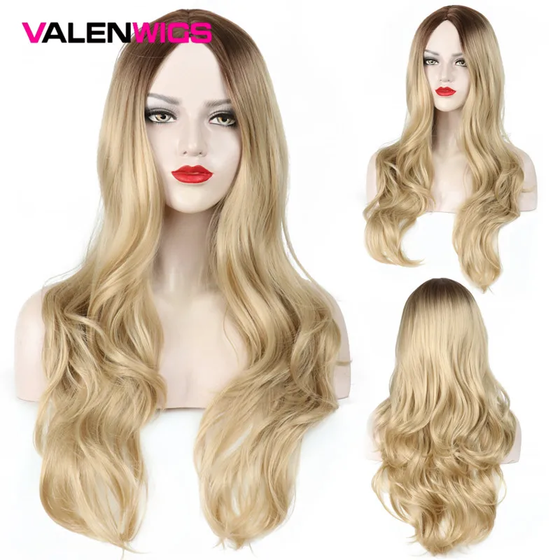 ValenWigs длинные волнистые синтетические парики 28 дюймов термостойкие волосы для черных женщин афроамериканские бесклеевые волосы с бесплатной крышкой