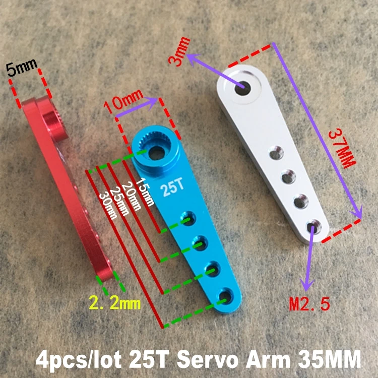 4 шт./лот 25T сервопривод Стандартный Алюминиевый сплав для Futaba Towerpro Ace MG 5 видов