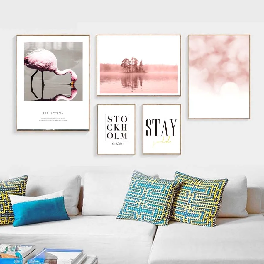 Stockholm Landscape Flamingo Nordic Wall Art Prints Poster Modern Home Decor Canvas Painting Modular Wall Picture For Bedroom (5)
