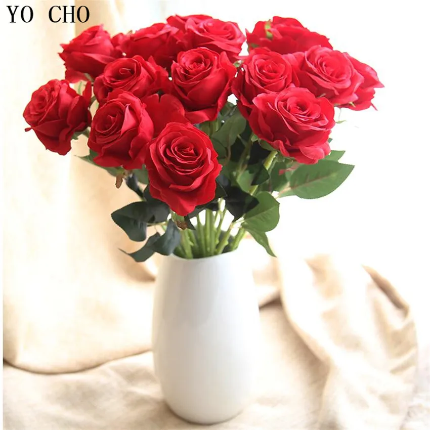 Yo Cho High Quality Fake Flower Rose Artificial Flower Simulation Rose