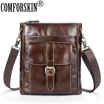 

COMFORSKIN Bolsas Hot Brand Designer Vertical Style Men Messenger Bag 2020 New Arrivals The First Layer Leather Cross-body Bags