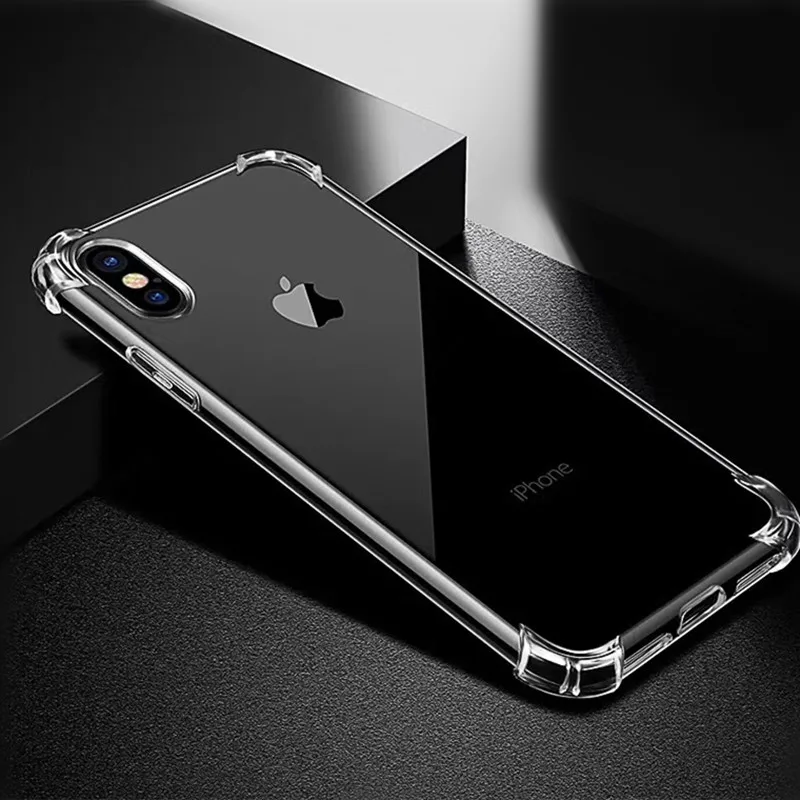 Противоударный Прозрачный чехол для iPhone X мягкая защита телефона из ТПУ задняя