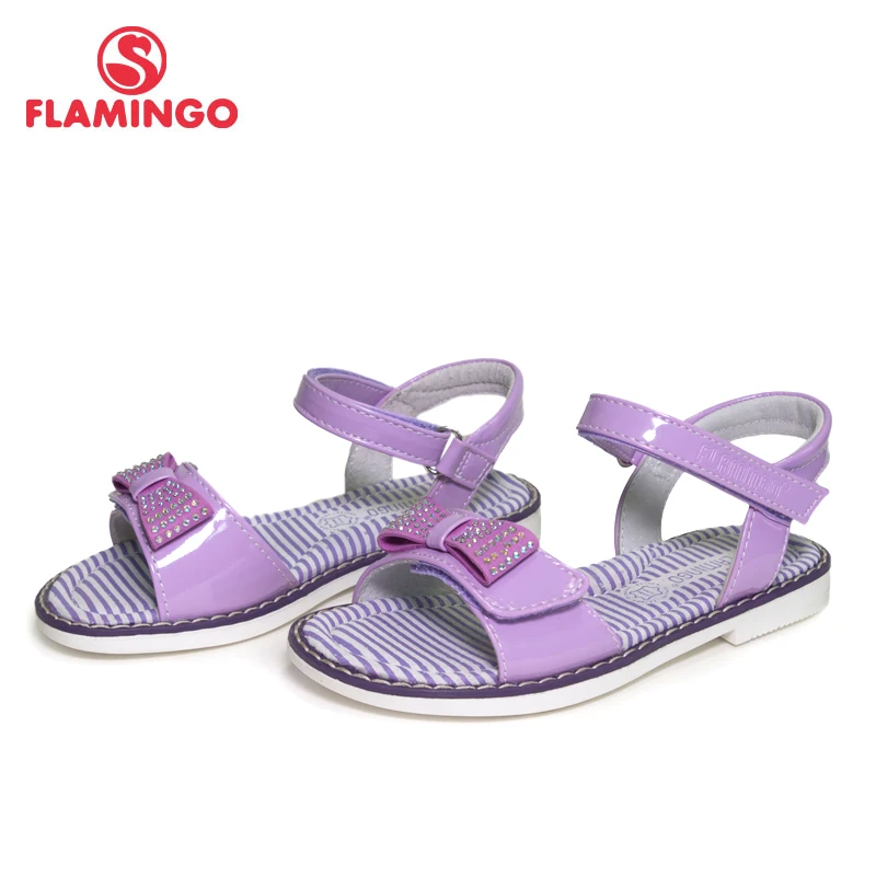 

FLAMINGO 2018 Summer kids Sandals Hook& Loop Flat Arched Design Chlid Casual Princess Shoes Size 27-32 For Girls 81S-HL-0722