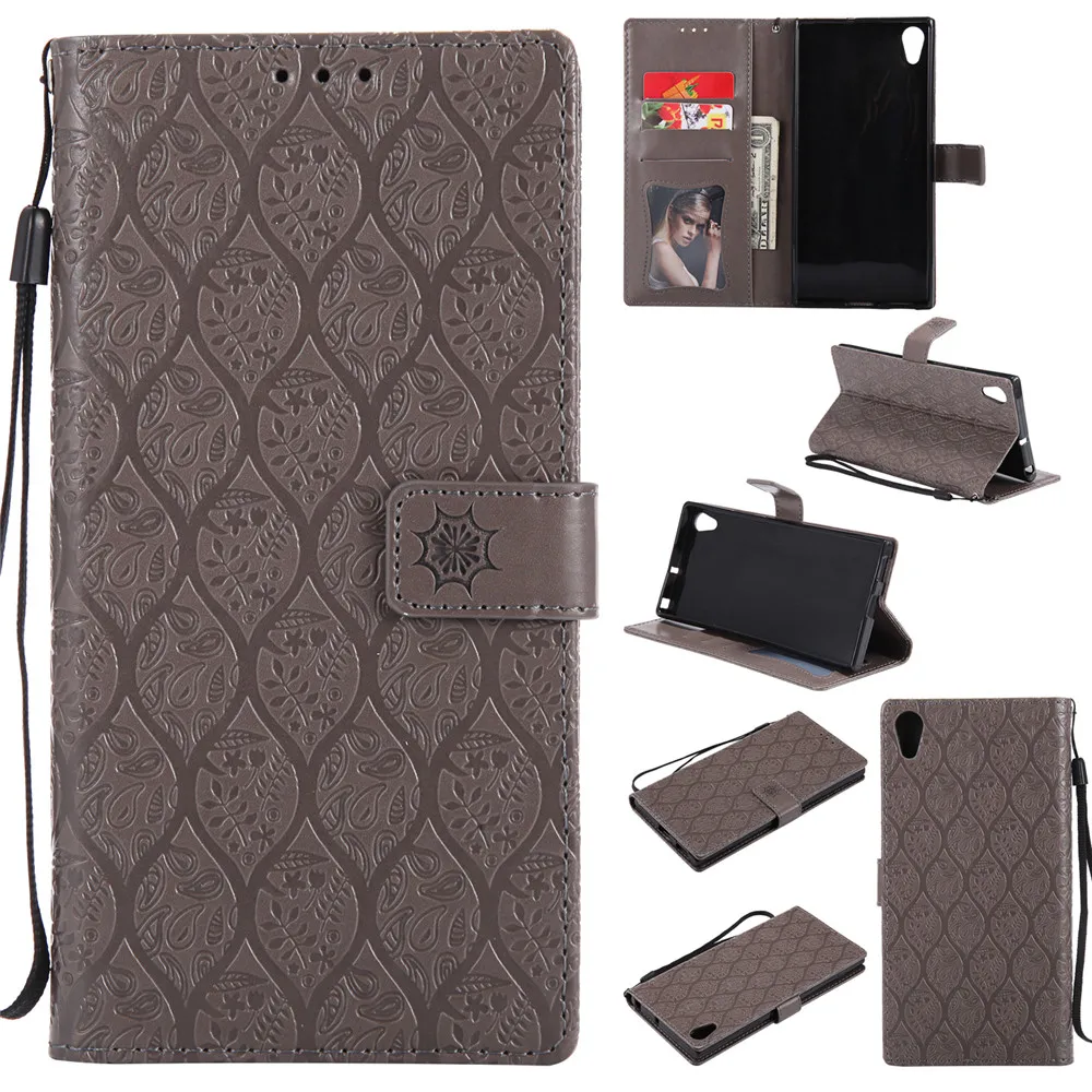 

3D Embossed Rattan Flowers Flip Case For Sony Xperia XA1 Ultra PU Leather Silicon Luxury Wallet Holster Cover For Sony XA1 Ultra