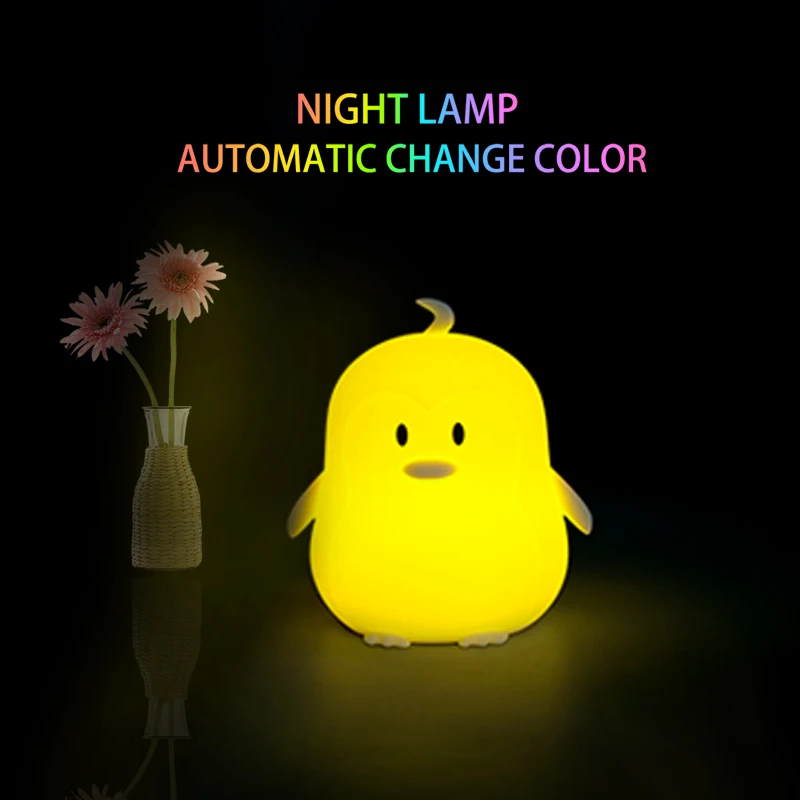 Lovely penguin cartoon silicone baby LED night light children's night lamp battery luminaire gifts for kids Lovely penguin cartoon silicone baby LED night light children's night lamp battery luminaire gifts for kids
