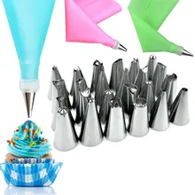 Best TTLIFE 26PCS/Set Icing Piping Tips 1 Pcs Silicone Bag 1 Coupler 24 Cake Nozzles Cupcake Cake Decorating DIY Dessert Decorators Best Offers