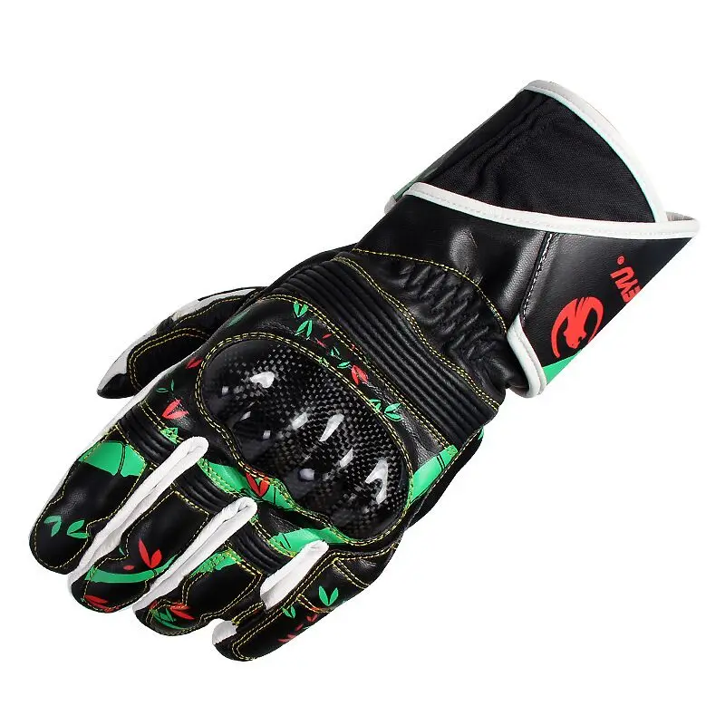 2016 Brand Print Genuine Leather Carbon Fiber Motorcycle Gloves Outdoor Racing Gloves motocross off road Protective