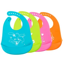 Регулируемые детские слюнявчики, водонепроницаемые Силиконовые Слюнявчики с рисунком животных для мальчиков и девочек, детские слюнявчики для малышей
