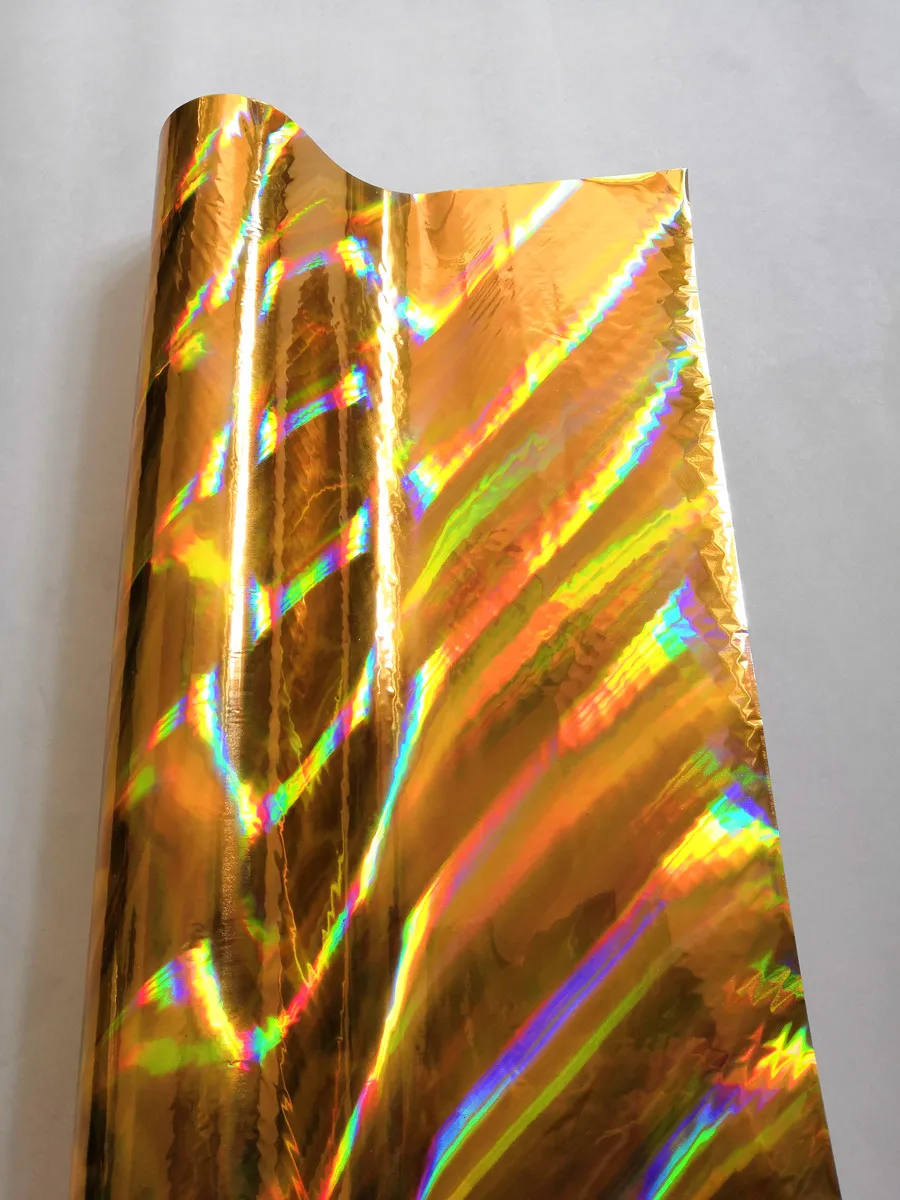 Голографическая фольга Золотая, радужная узор A17 горячего тиснения на бумага и пластик, высота голенища 64 см x 120 м