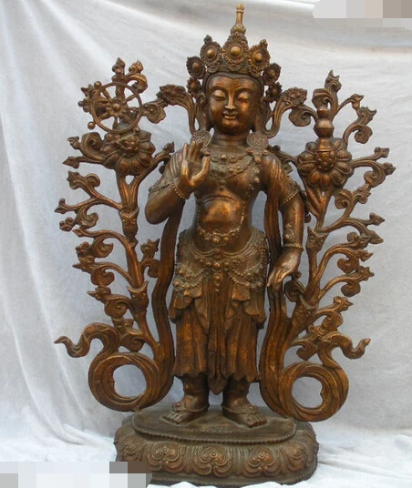 

005837 36"Large Tibet Buddhism Bronze Lotus tara Kwan yin Bodhisattva Buddha statue