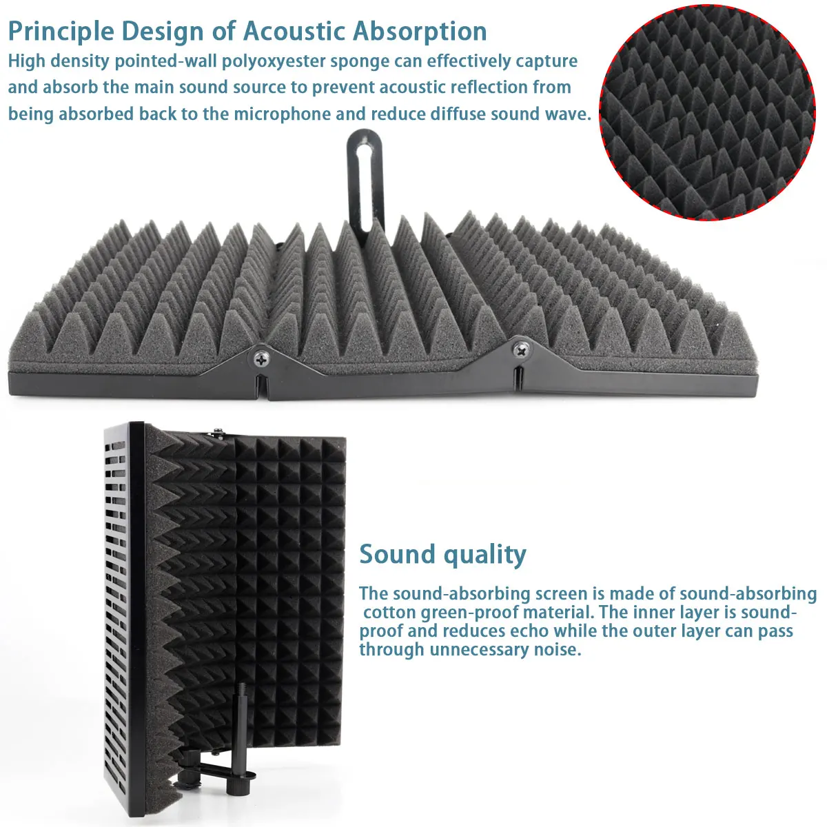 Складной регулируемый микрофон Акустическая изоляция щит сплав акустические пены панель Студийный микрофон Аксессуары