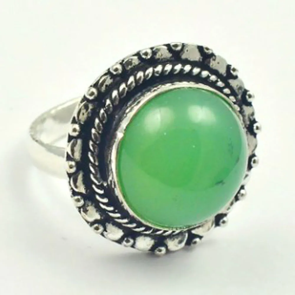 

Green Onyx Ring Silver Overlay over Copper, USA Size 7.25 , R4159