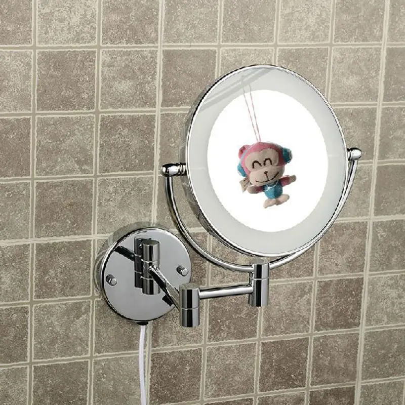 Зеркала для ванной, увеличительный Настенный декор ванной комнаты, латунный круглый светодиодный светильник, зеркальный осветитель, зеркала для женщин, помощник для макияжа 2068B