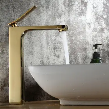 

Golden basin faucet hot and cold water mixer taps bathroom single handle basin faucets bathroom accessories
