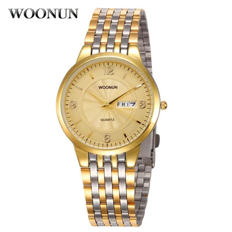 

2017 WOONUN Men Watches Classic Man Calendar Quartz Watch Ultra Thin Mens Watches Men Gold Watch Reloj relogio masculino