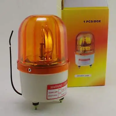 1PCS 220VAC Yellow Rotating Beacon Warning Light Lamp With Speaker Spiral Fixed