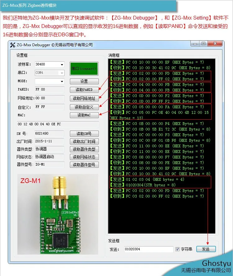 Бесплатная доставка Zigbee ZG-M1 модуль последовательной передачи CC2530 вещи умный дом внешнюю антенну