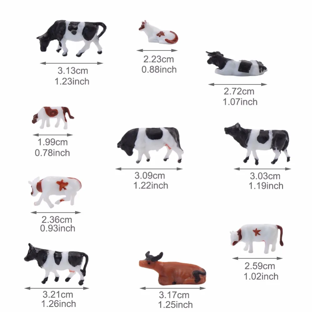 20 pcs Vaches h0 Modélisme Ferme Accessoires bovins Animaux peint échelle 1:87 