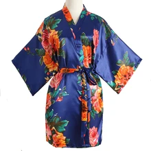 Сексуальные мини bridesmaie невесты Свадебный халат плюс Размеры цветочное кимоно гейш; банный халат из искусственного шёлка мягкая Уютная домашняя одежда для сна