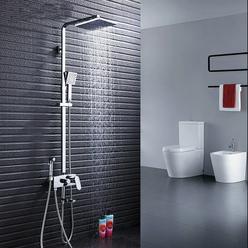 

1 Set Bathroom Rainfall Shower Faucet Set Wall Mounted Single Handle Mixer Tap With Hand Sprayer Bathtub Faucet